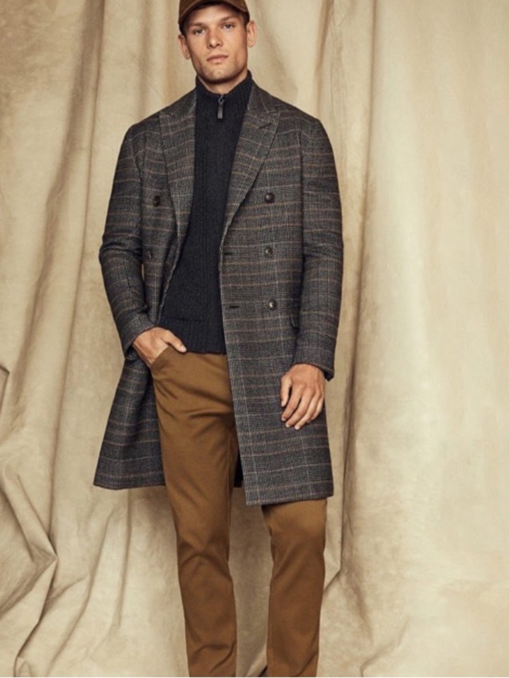 Banana Republic Heritage Collection Wool Blend Plaid Overcoat LT